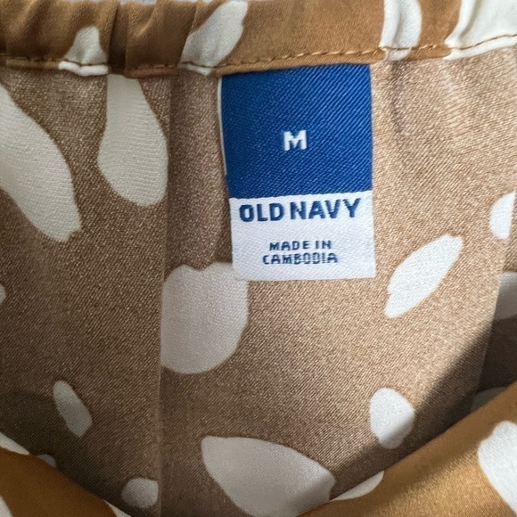 Old Navy Brown Cream Print Cowl Neck Satin Midi Slip Dress Size Medium - Picture 9 of 10